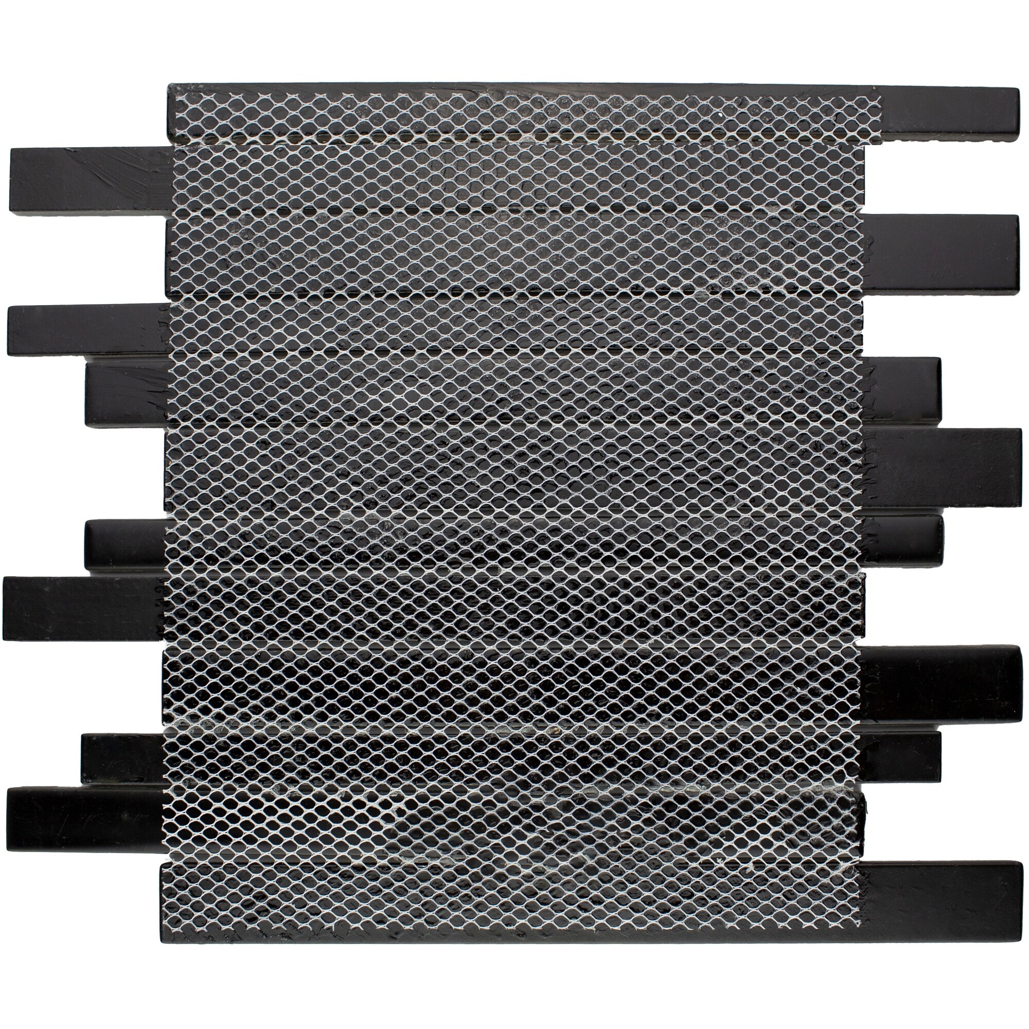Shop Tilegen Paint Effect Linear Glass Mosaic Tile In Black Wall