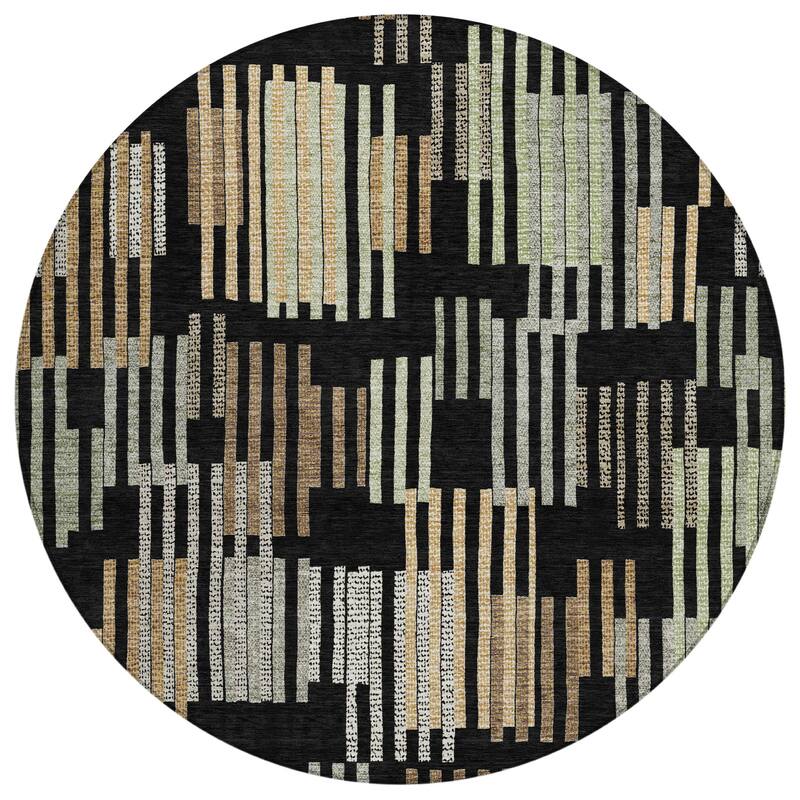 Machine Washable Indoor/ Outdoor Modern Pines Chantille Rug