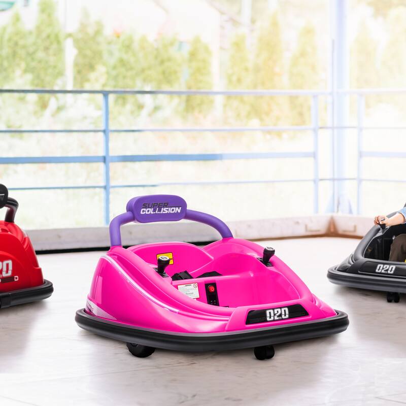 Kids Electric Bumper Car Ride-On Bumper Car with 360° Rotation, Ride on Car Electric Vehicle with LED Lights - Pink