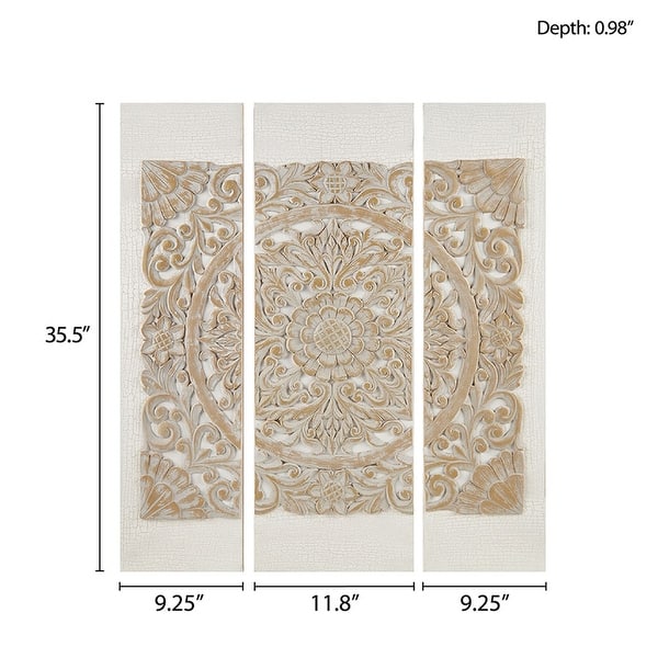 Madison Park Mandala Triptych 3-piece Dimensional Resin Canvas Wall Art Set
