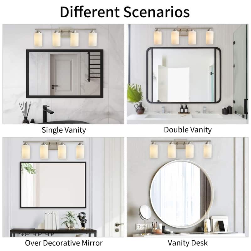 KAWOTI Rive 30" 4-Light Dimmable Vanity Light with Frosted White Glass