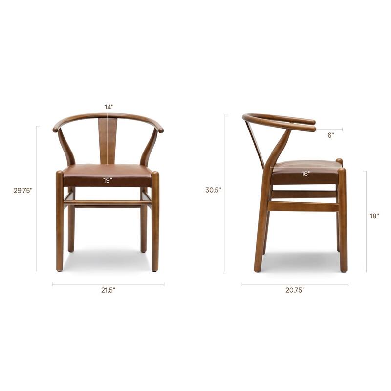 Poly & Bark Lev Vegan Leather Dining Chair with Solid Wood Frame (Set of 2)