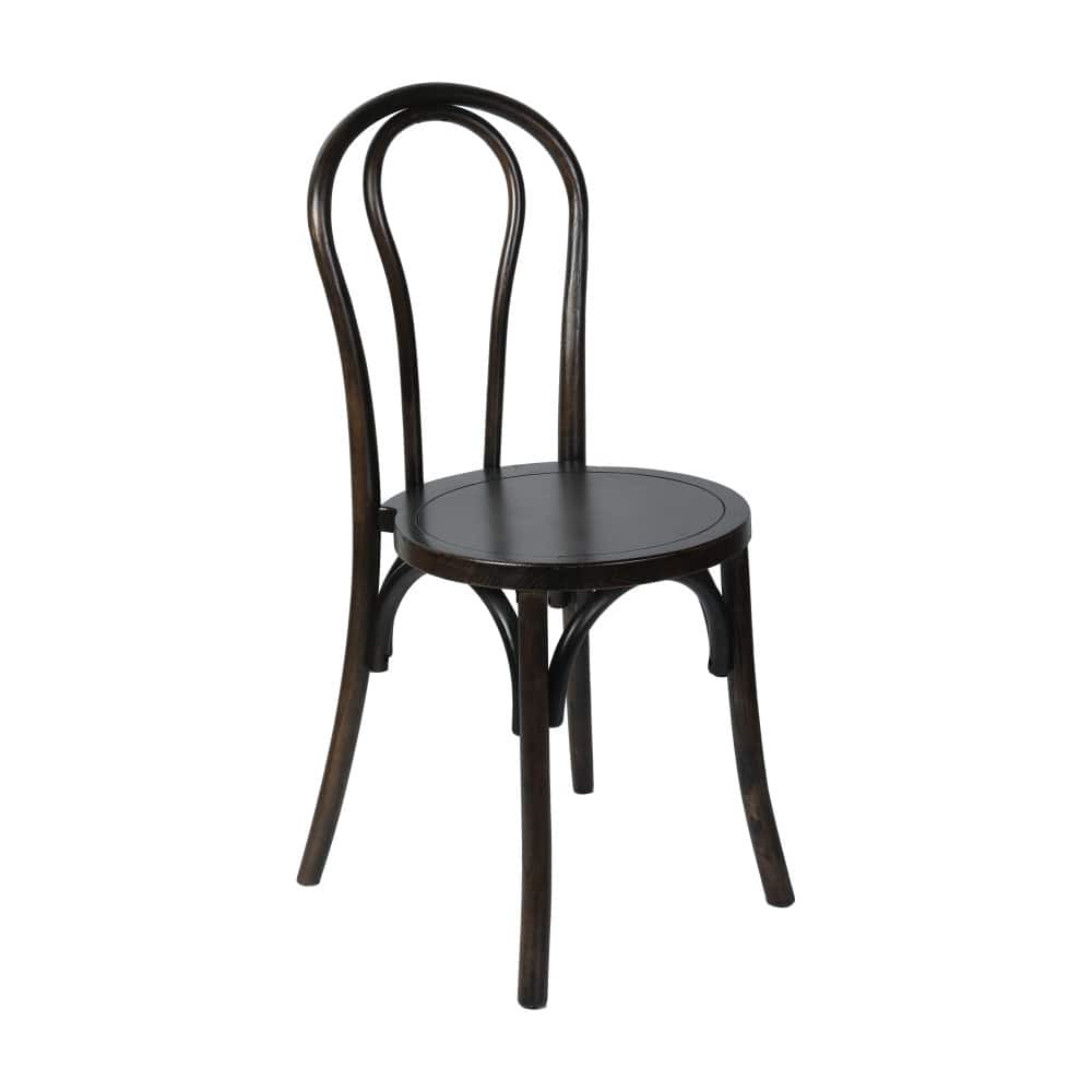 Commercial Solid Wood Stackable Dining Chair with Fixed Floor Glides - 18.5"D x 16.5"W x 35.5"H