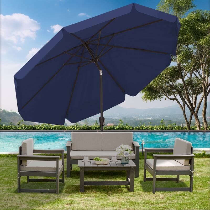 10ft Patio Market Umbrella with UV-Resistant and Sagging Edge Designed