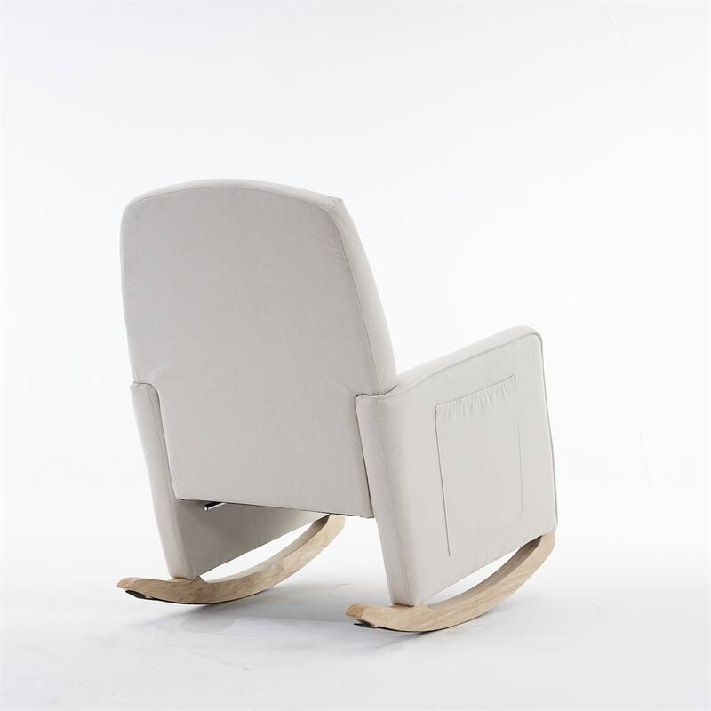 Cotton Linen Fabric Rocking Chair With Adjustable Footrest