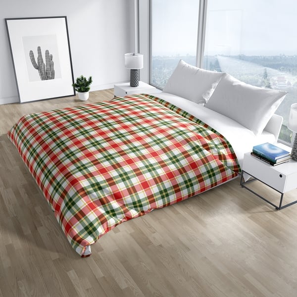 Christmas Red And Green Santa Plaid Duvet Cover By Kavka Designs Overstock 30772770
