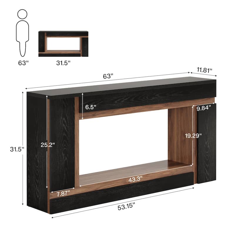 2-tier Narrow Console Entryway Table for Living Room Hallway Foyer - 63" W x 11.81" D x 31.5" H