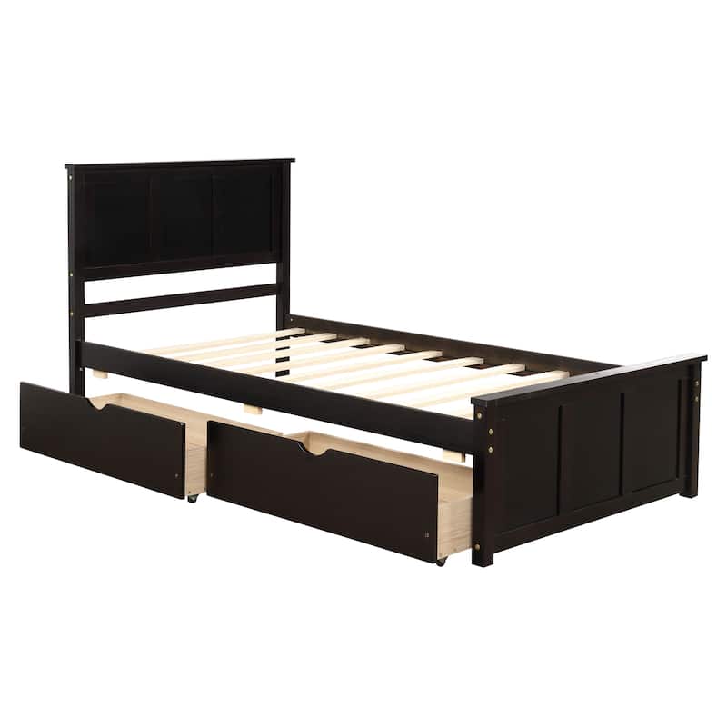 Classic Twin Platform Bed with Reversible Storage Drawers by Harper&Bright Designs