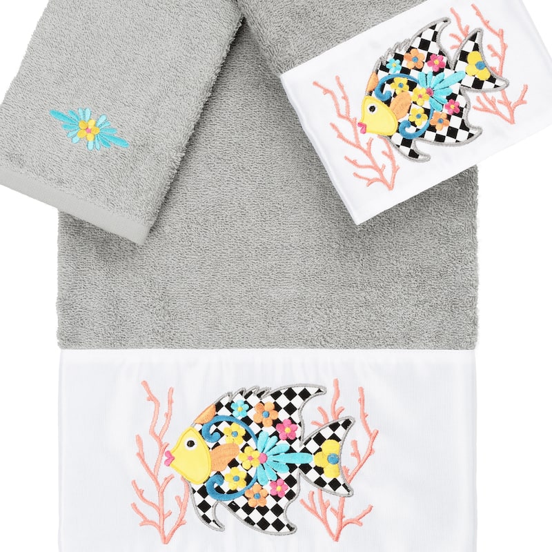 Authentic Hotel and Spa 100% Turkish Cotton Feliz 3PC Embellished Towel Set