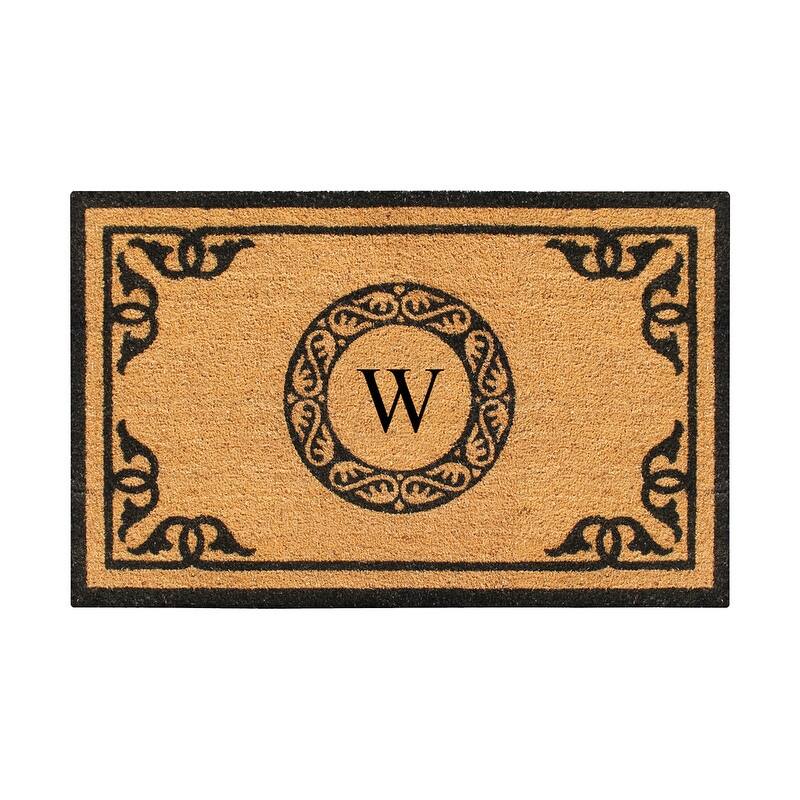 A1HC Natural Coir and thick PVC backing Geneva Floral Anti-Shed Front Doormat 24" x 39"