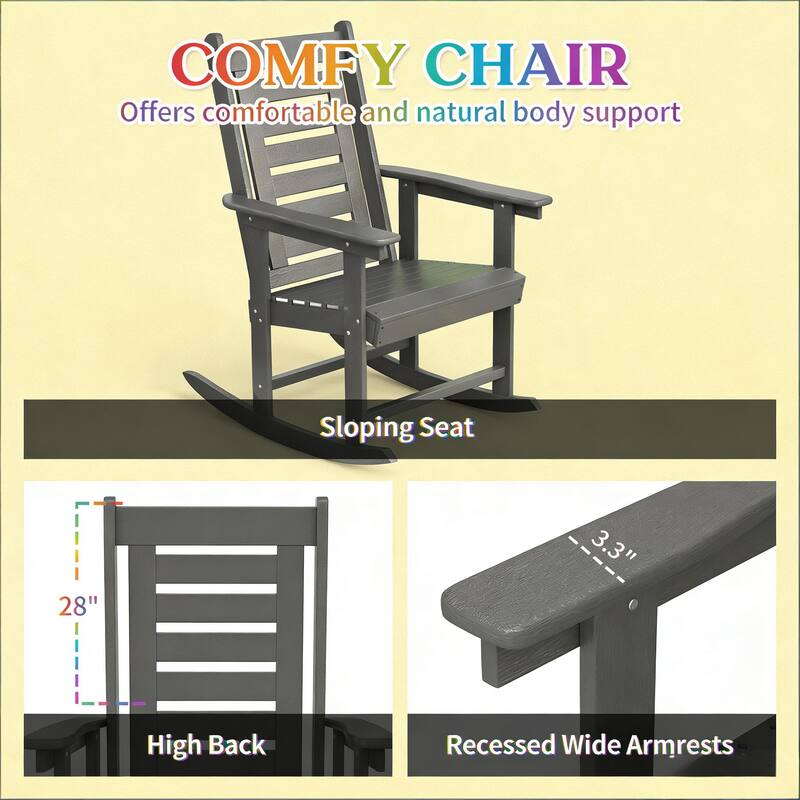 GDFStudio Outdoor Thalassa Rocking with Slatted Breathable Seats Set of 2