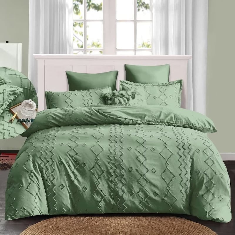 Shatex Tufted Polyster Comforters Bedding Set- 3 Piece - King - 3 Piece