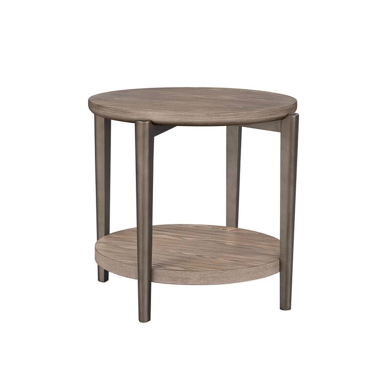 Furniture of America Tayen Modern Natural Round 1-Shelf End Table