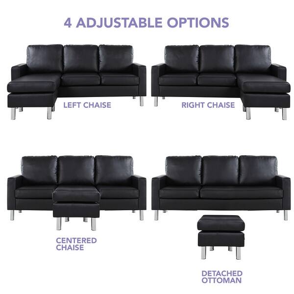 Shop Modern Small Bonded Leather Sectional Sofa Overstock 21950411