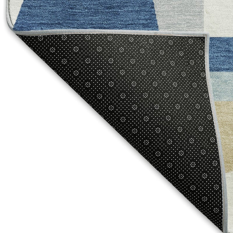 Machine Washable Indoor/ Outdoor Contemporry Mosaic Chantille Rug