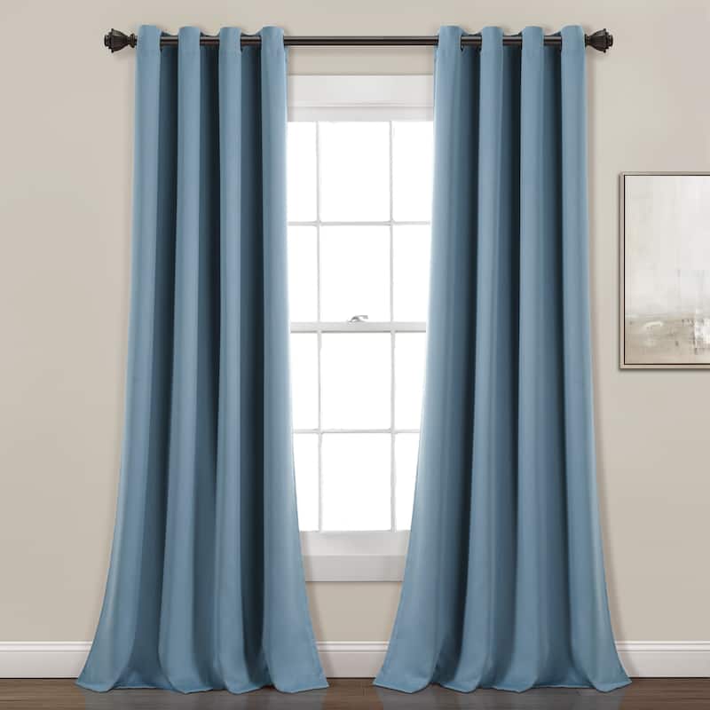 Lush Decor Insulated Grommet Blackout Curtain Panel Pair - 52"W x 84"L - Dusty Blue