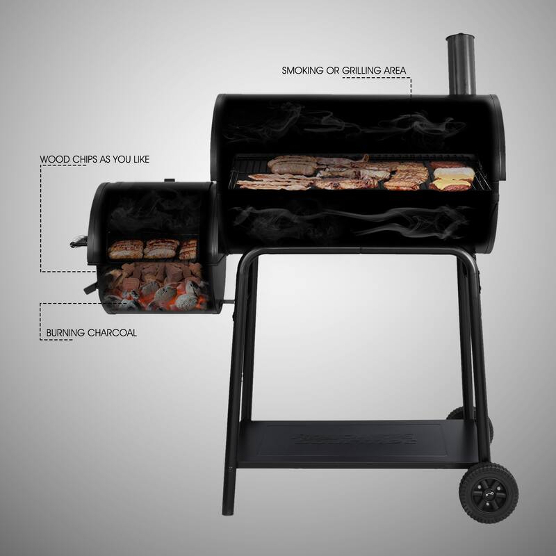 Royal Gourmet Charcoal Grill with Barrel Offset Smoker Bed Bath