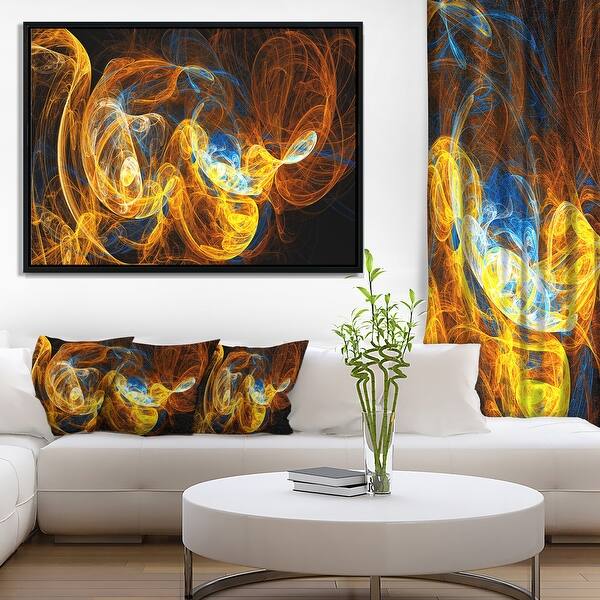 Shop Designart Fractal Smoke Texture Orange Abstract Framed