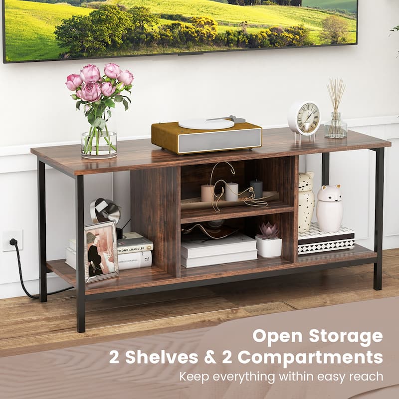 Gymax TV Console Table w/ Power Outlets 50" Industrial TV Stand w/