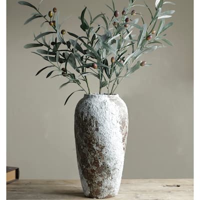 Rustic Ceramic Flower Large Vase, Vintage Floor Tall Vase Farmhouse Decor for Living Room Entryway Table Centerpieces