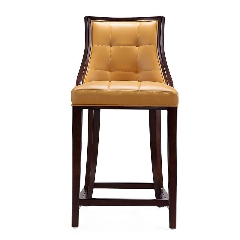 Manhattan Comfort Fifth Ave Dark Walnut Wood Counter Height Bar Stool (Set of 3)