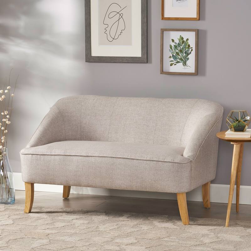 Loveseat Sofa Recliner Sofa with Birch Legs, Comfortable 2-Seater Fabric Couch Accent Sofa for Living Room - Beige
