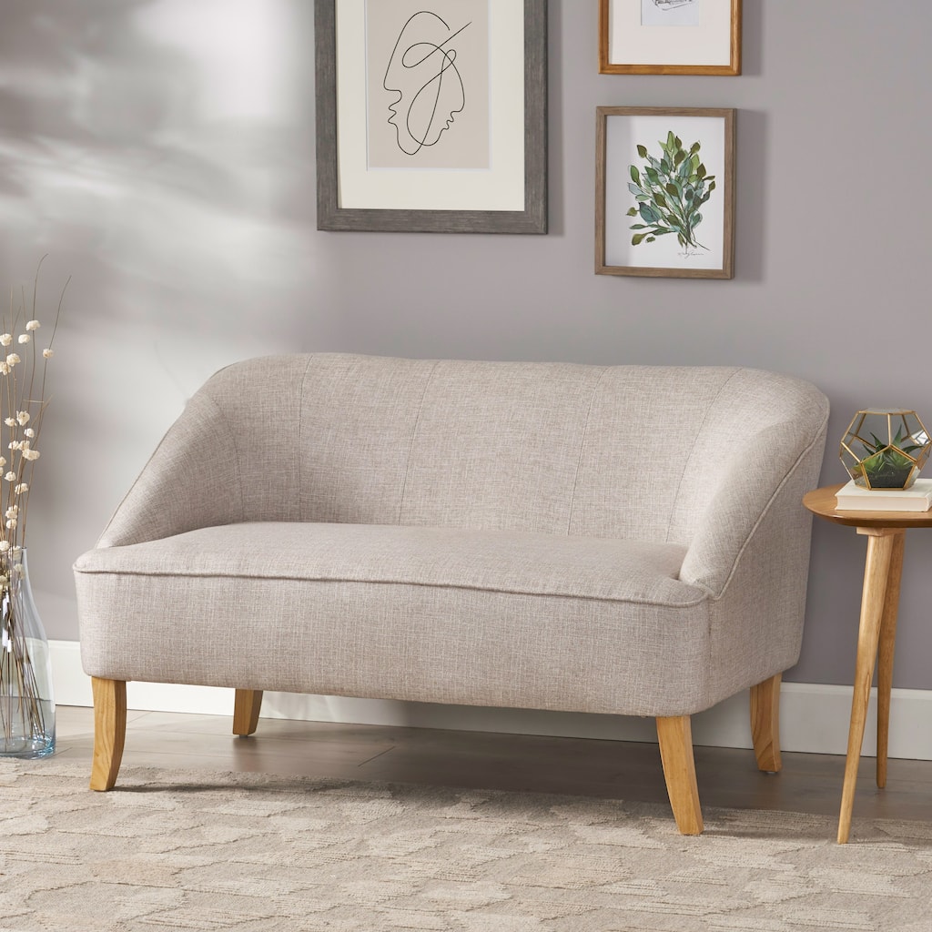 Loveseat Sofa Recliner Sofa with Birch Legs, Comfortable 2-Seater Fabric Couch Accent Sofa for Living Room