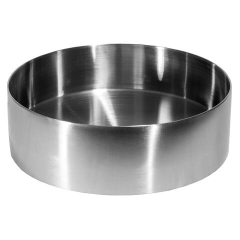 Round 15-in Stainless Steel Vessel Sink in Silver with Drain