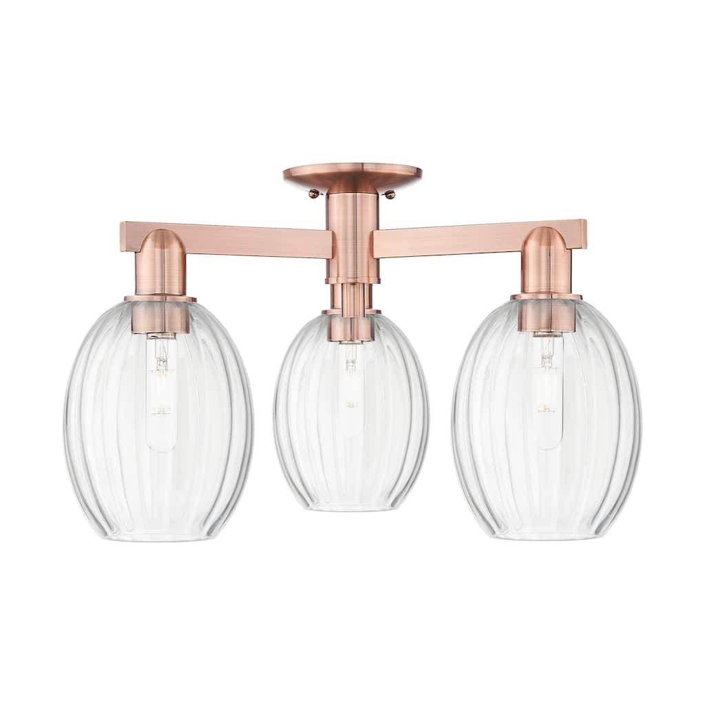 Innovations Lighting Downtown Urban - Preston - 3 Light 24" Bulb Shade Semi-Flush Mount