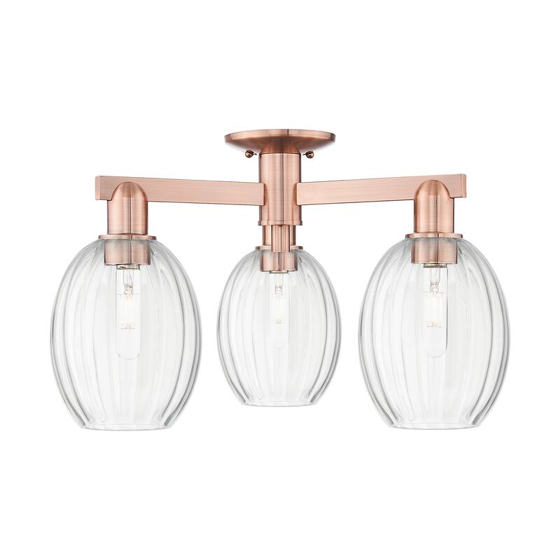 Innovations Lighting Downtown Urban - Preston - 3 Light 24" Bulb Shade Semi-Flush Mount