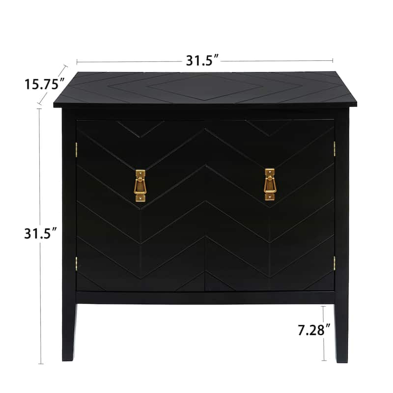 Sideboard Buffet Cabinet, Storage Cabinet with Adjustable Shelves, 2 Door Wood Stripe Accent Cabinet