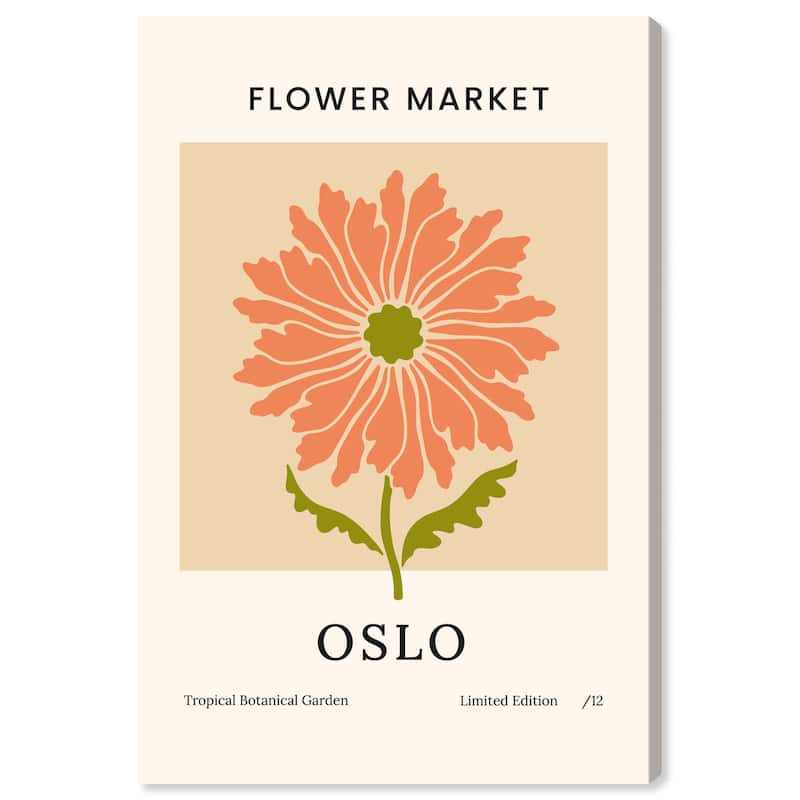 Wynwood Studio Canvas Advertising Flower Market Oslo Orange and Salmon Modern & Contemporary Wall Art Canvas Print - 36 x 24