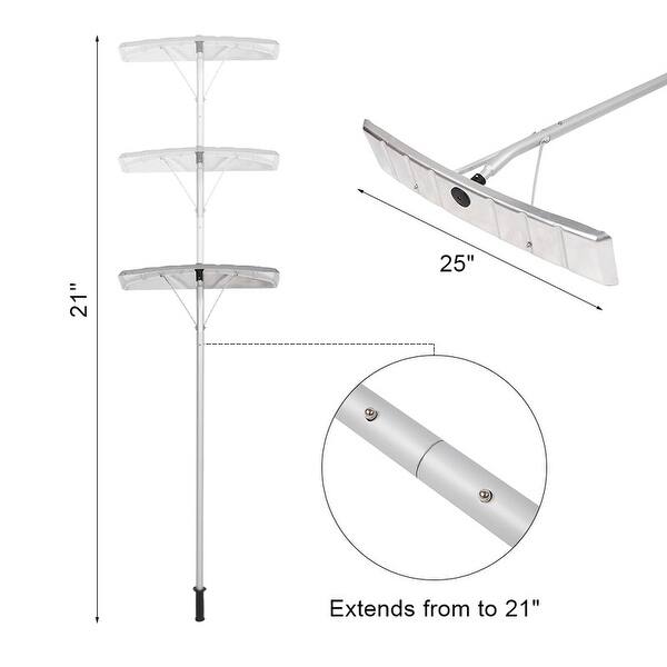 20 ft. Outdoor Head Roof Rake Adjustable Snow Removal Tool - 20 Ft ...