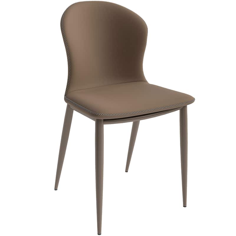 Mosaic Modern Upholstered Fabric Dining Chair with Metal Legs by LeisureMod - Light Brown