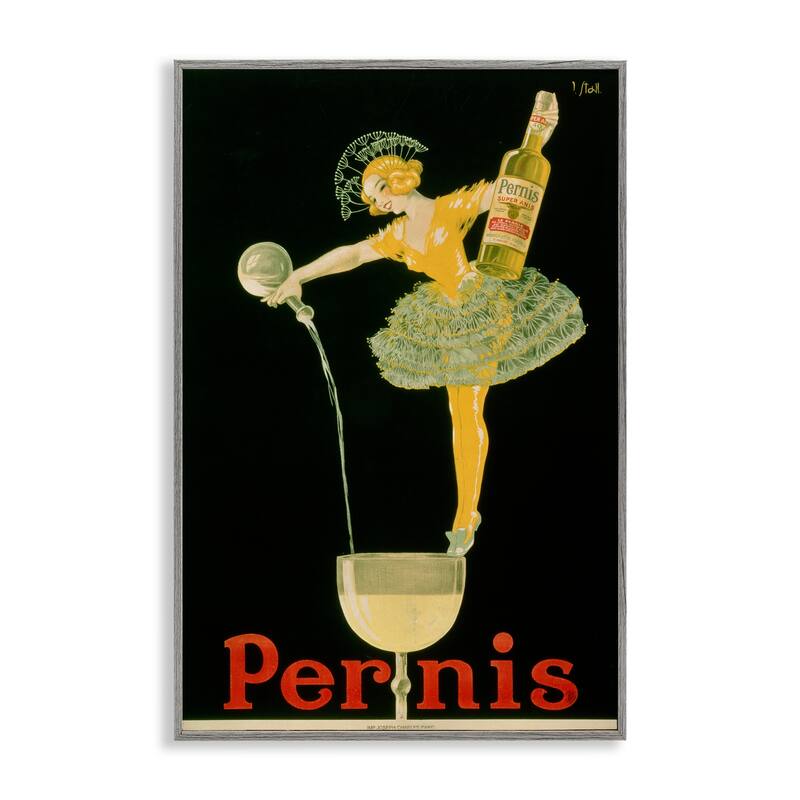 Stupell Vintage Pernis Wine Pour Framed Giclee Art Design By Marcus Jules - 16 x 24 - Grey