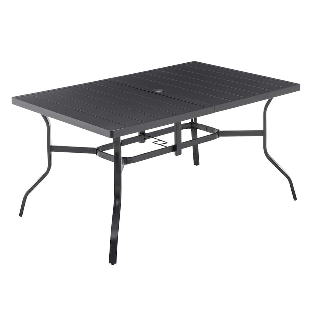 All-Weather Metal Outdoor Dining Table for 6 with 2.16" Umbrella Hole