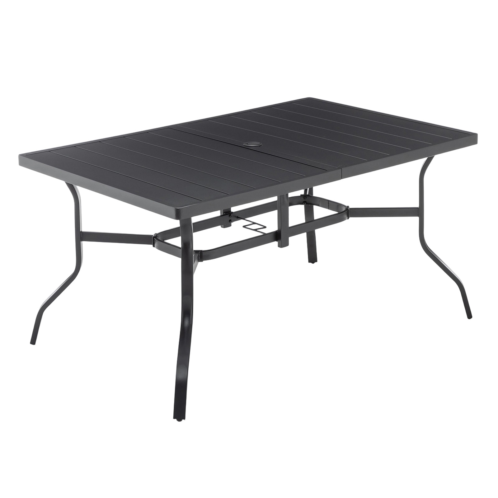 All-Weather Metal Outdoor Dining Table for 6 with 2.16" Umbrella Hole