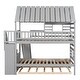 preview thumbnail 24 of 22, Twin Over Twin House Bunk Bed with Slide & Trundle, Solid Wood Bunk Bed Frame w/Storage Staircase, Roof & Window for Kids, Teens