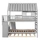 preview thumbnail 7 of 8, Twin over Twin House Bunk Bed with Trundle and Slide, Storage Staircase, Roof and Window Design, Gray