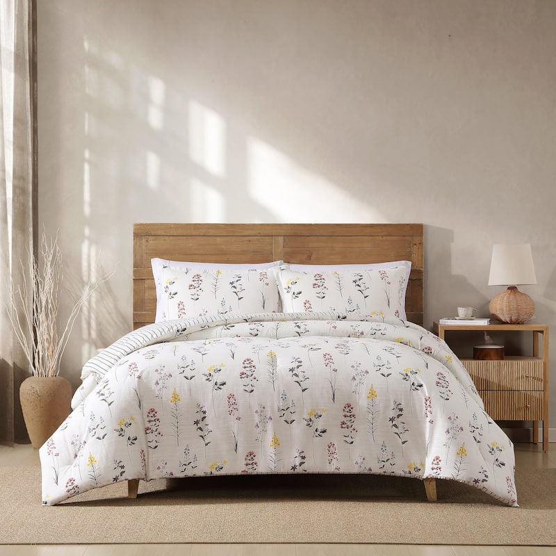 Eddie Bauer Wildflower Cotton Reversible Beige Comforter Set