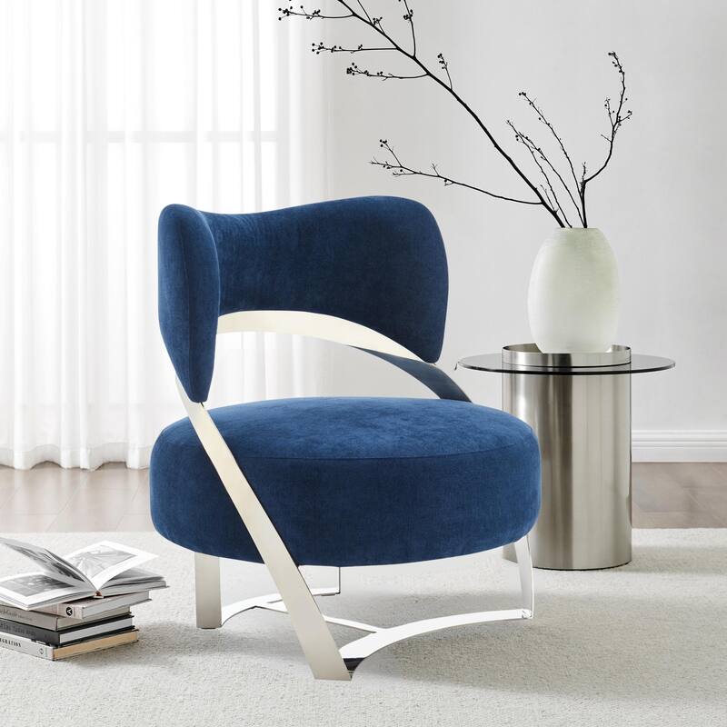 Aura Modern Blue and Chrome Accent Chair