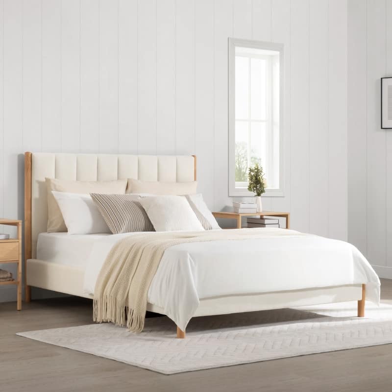 Spruce & Spring Camila Upholstered Platform Bed Frame with Headboard