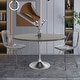 preview thumbnail 12 of 29, Verve 48" Modern Round Solid Wood Top Dining Table with Brushed Chrome Steel Pedestal Base for Kitchen & Dining Room