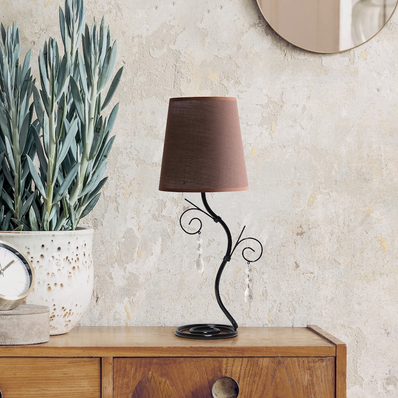 19 in. Brown Finish Table Lamp with Brown Shade, Sturdy Table Lamp for Living Rooms and Bedrooms