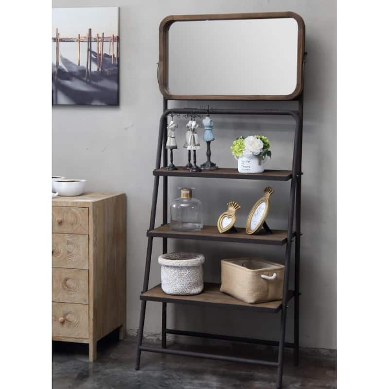 Gloria Industrial 3 Shefl Mirror Bookshelf