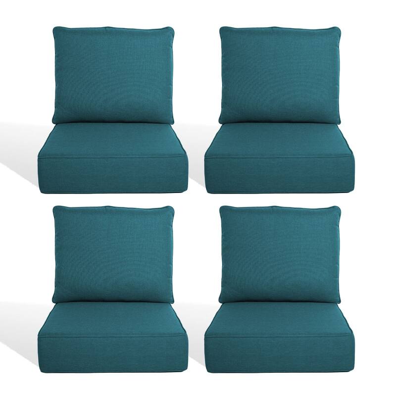 Pocassy 22"x24"x6" Thick Cushions Pillows Indoor & Outdoor Cushion - 4 Set Seat & Back Cushion - Peacocka Green Cushion