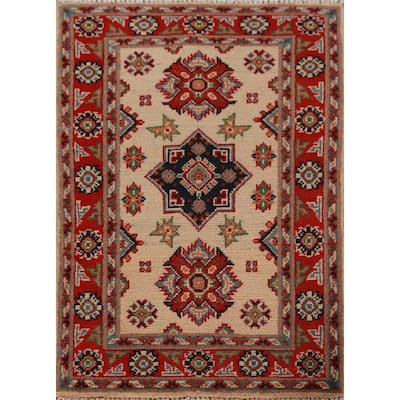 Geometric Kazak Oriental Foyer Rug Handmade Wool Carpet - 2'0"x 3'0"