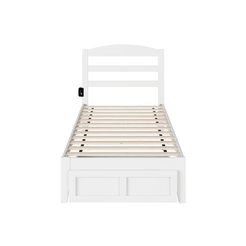 AFI Warren Platform Bed with Foot Drawer and Charging Station