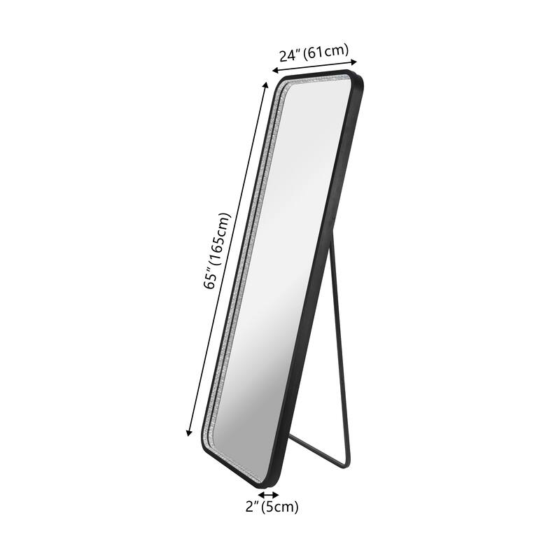 JONATHAN Y Tatum Large Crystal Lining Rectangle Antifog Wall Or Floor Full-Length Mirror & Smart Touch -