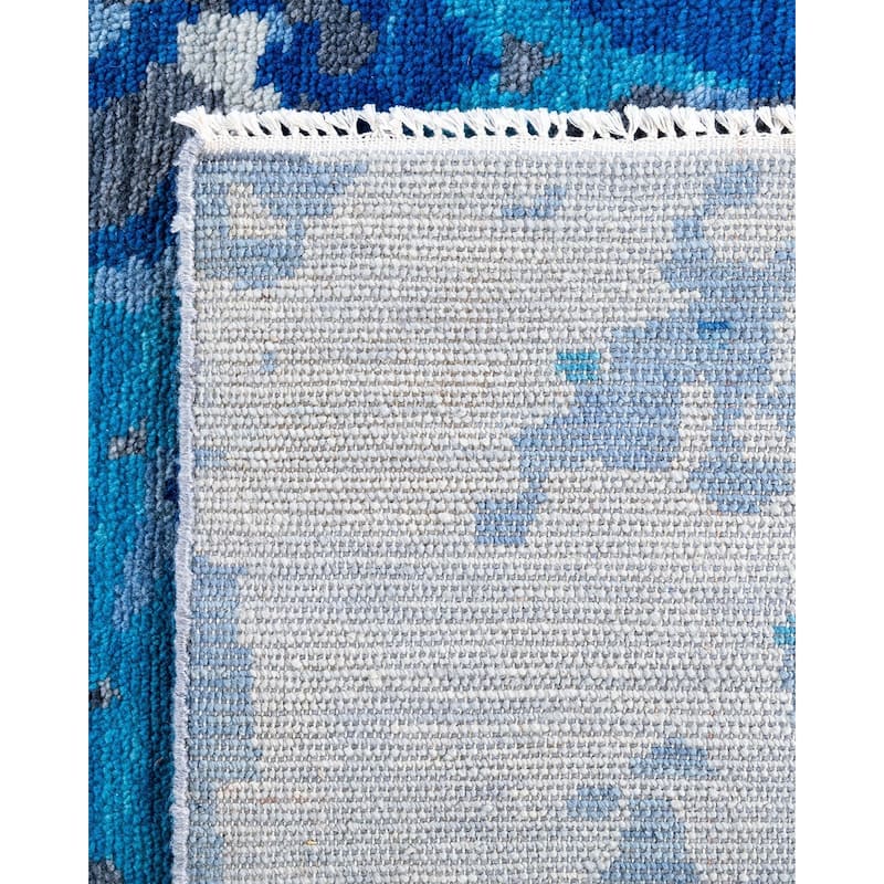 Modern One-of-a-Kind Handmade Area Rug - Blue, 7' 10" x 10' 2" - 7' 10" x 10' 2"